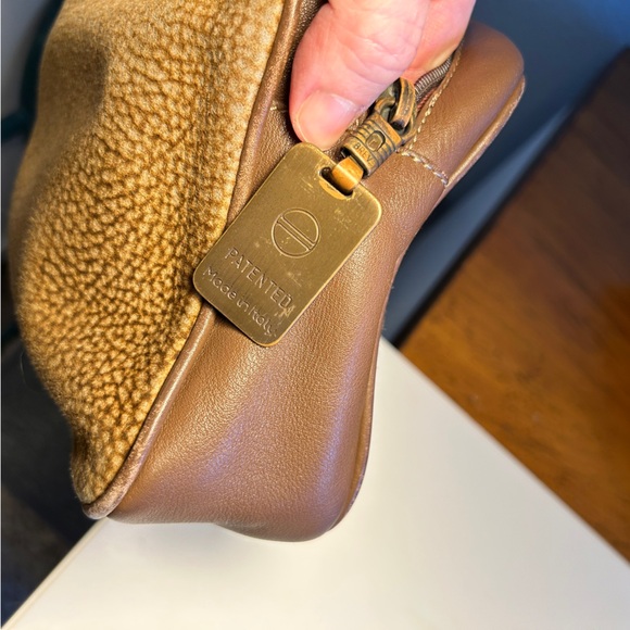 BORBONESE Vintage Redwall Partridge Eye Suede & Leather Clutch Cosmetic Pouch - Picture 3 of 12